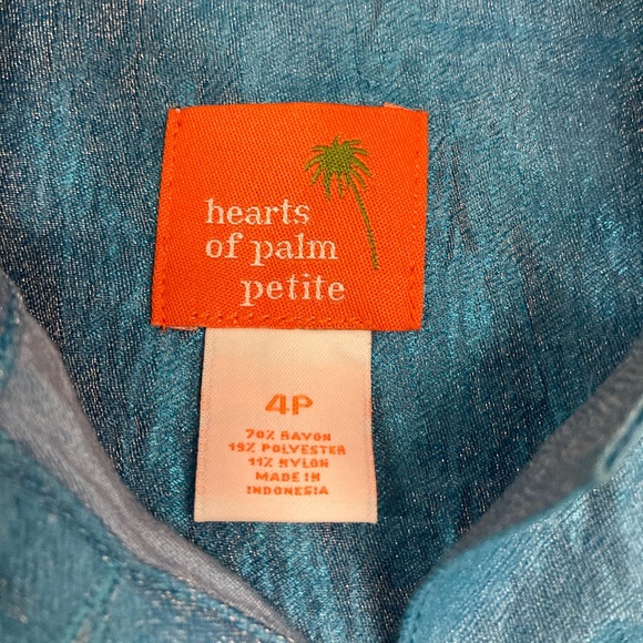 💛TODAY***$18***Hearts of Palm Petite waist length jacket. Blue w/metallic sheen - Picture 2 of 4